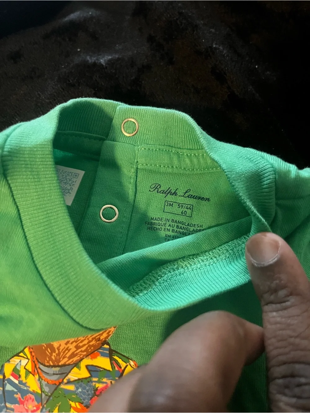 Ralph Lauren Green Polo Bear Cotton One-Piece